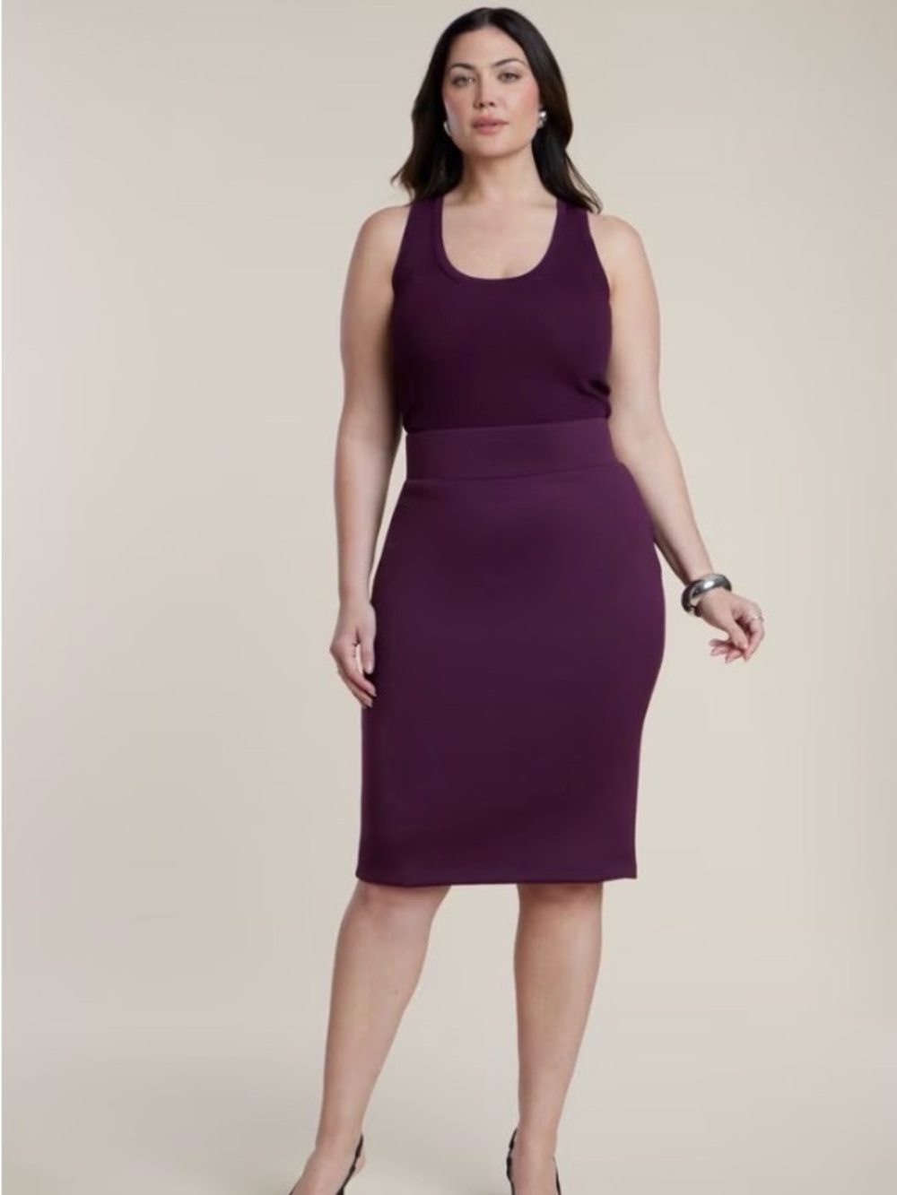 Eloquii Neoprene Pencil Skirt in Potent Purple, Size 14 - Picture 7 of 8